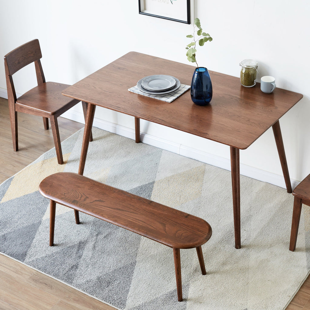 Natural Oak Wood Dining Bench Table Bench with Half-Round Design
