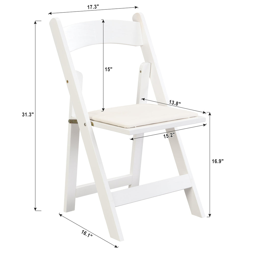 Set of 4 Folding Chairs Cushioned Solid Wood Space-Saving Dining Chairs