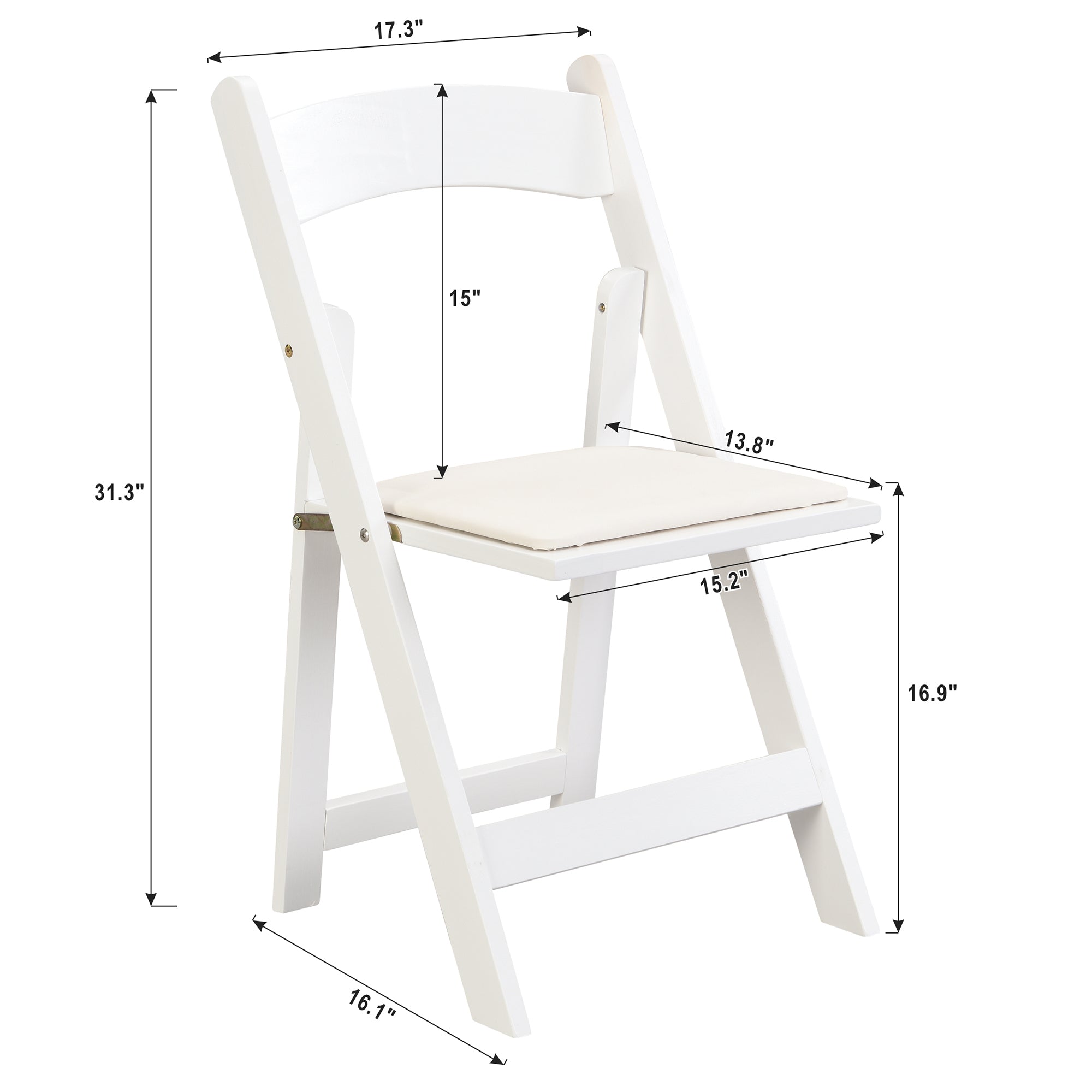 Set of 4 Folding Chairs Cushioned Solid Wood Space-Saving Dining Chairs