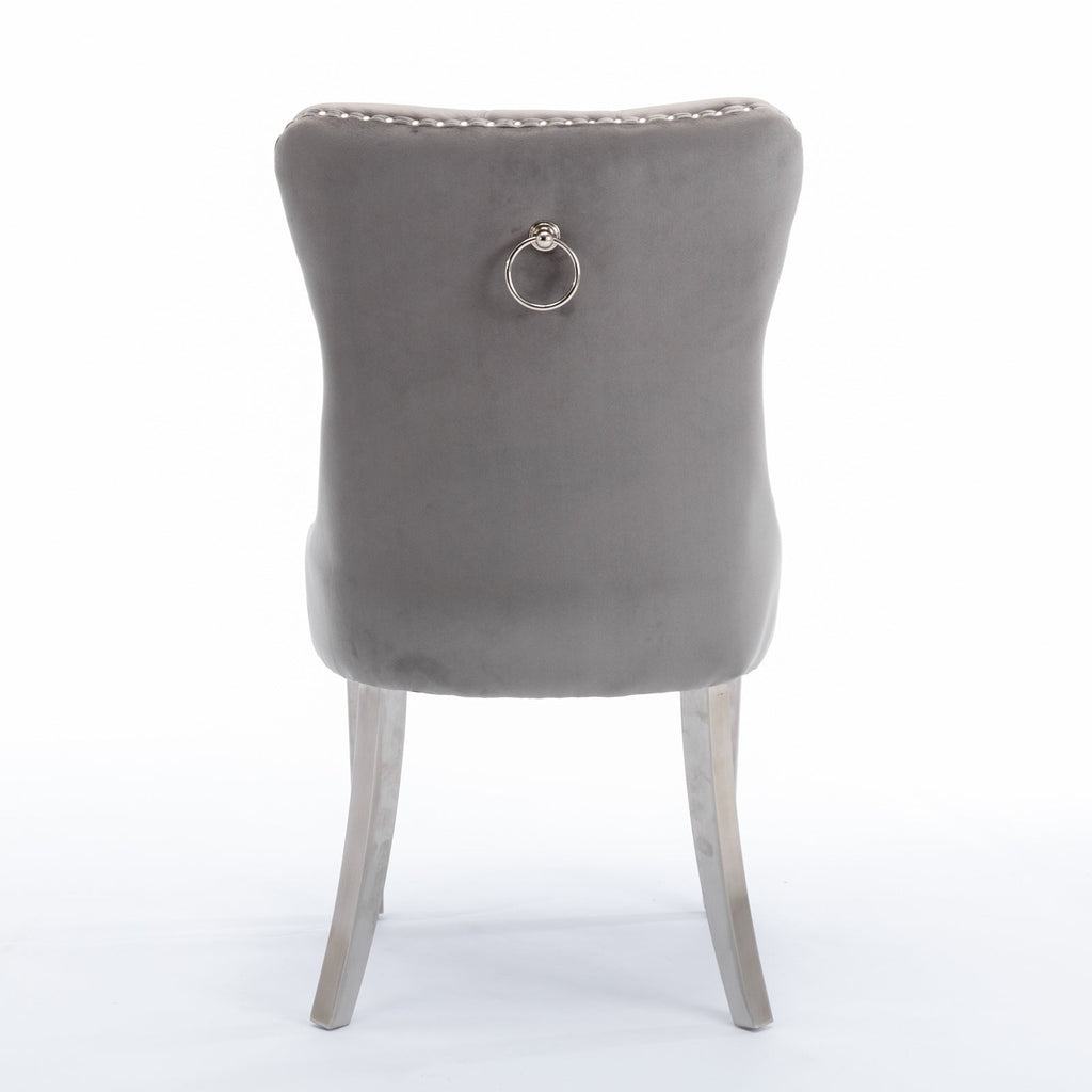 Modern High-end Tufted Solid Wood Velvet Dining Chair(Set of 2)