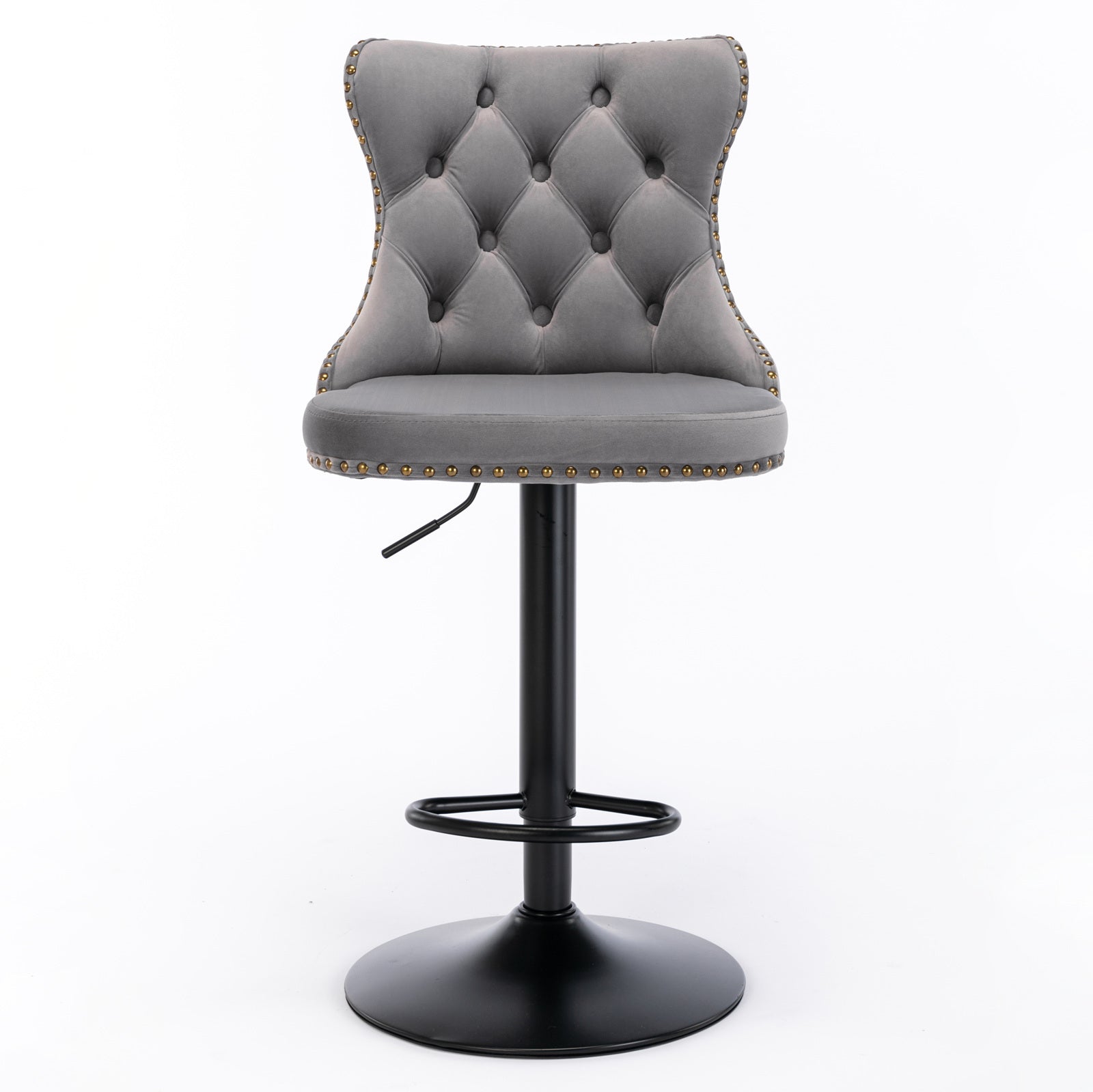 Modern Swivel Velvet Barstools Adjusatble Seat (Set of 2)