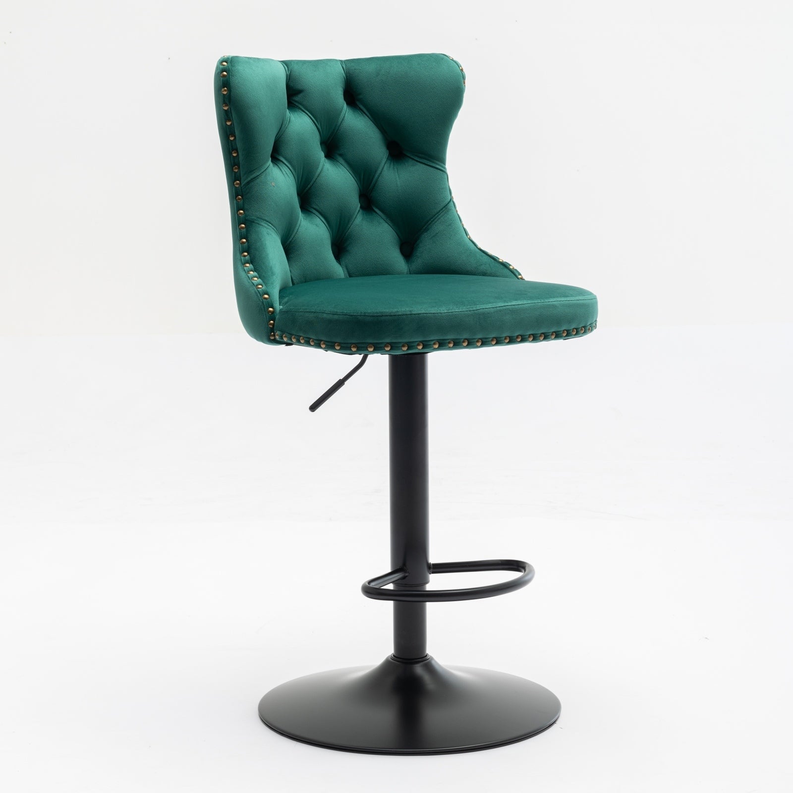 Modern Swivel Velvet Barstools Adjusatble Seat (Set of 2)