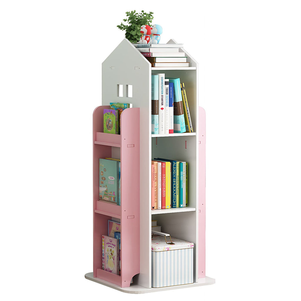 4-Tier Rotating Children's Display Standing Bookshelf Bookcase
