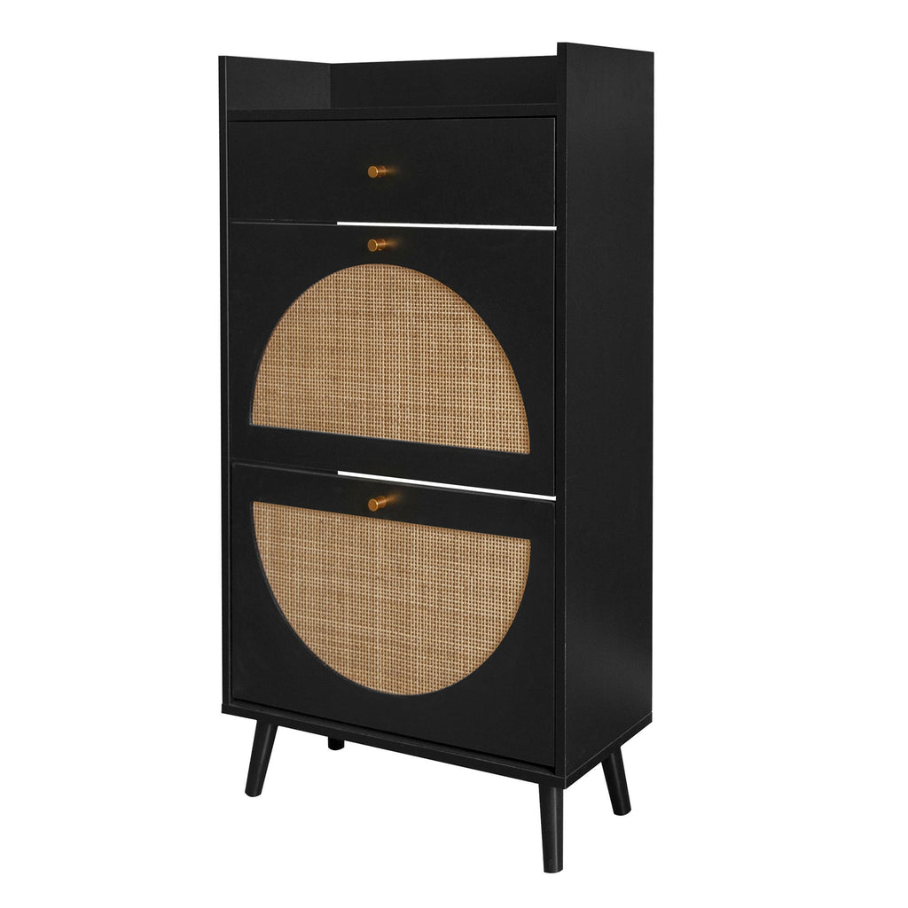 Rattan Drawer Shoe Rack for Entrance