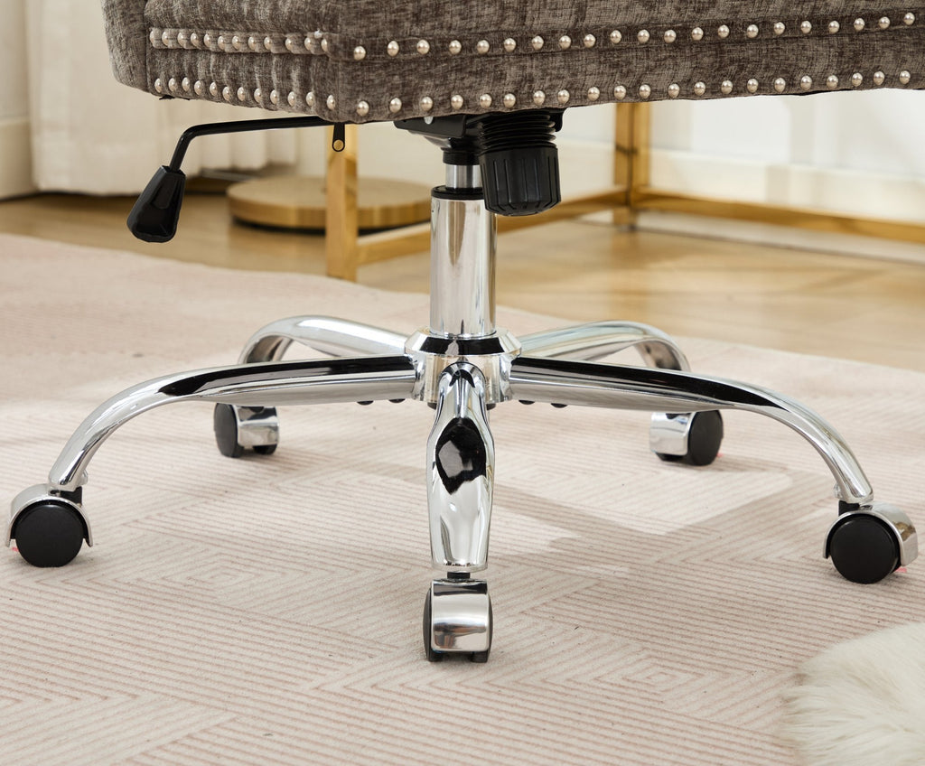 Modern Chenille Upholstered Tufted Button Home Office Chair