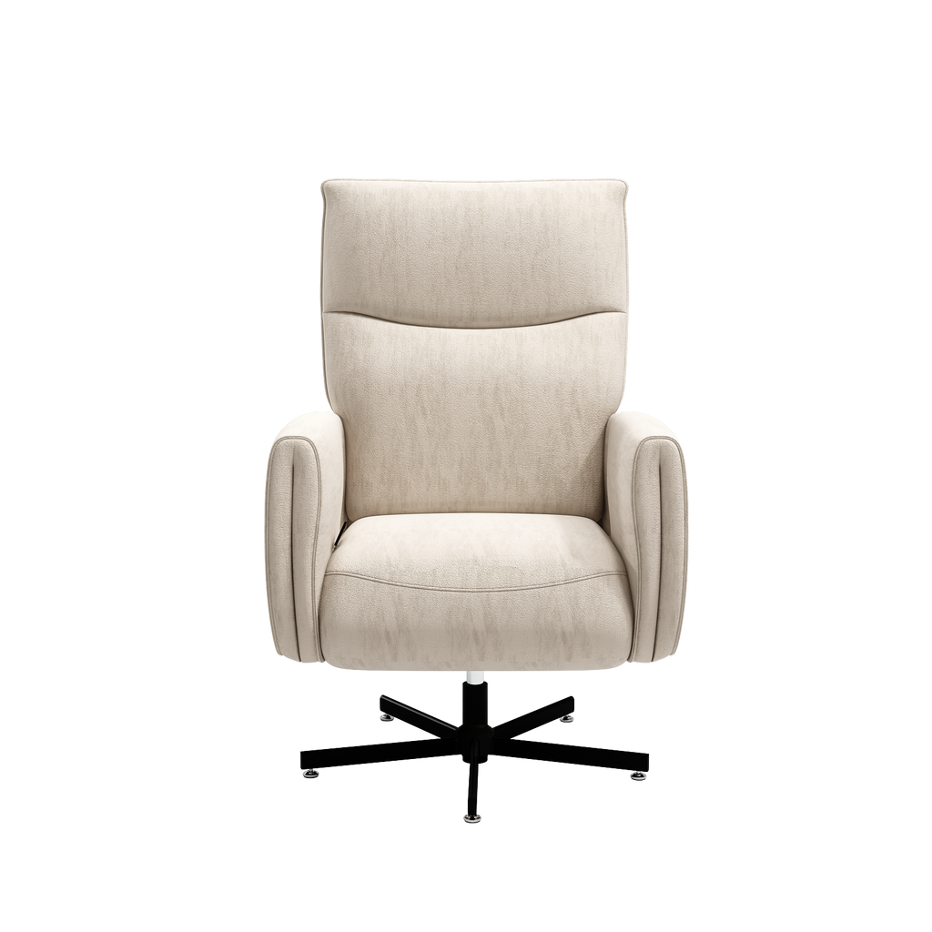 Beige  Velvet Power Swivel Office Recliner with USB & Type-C Charging