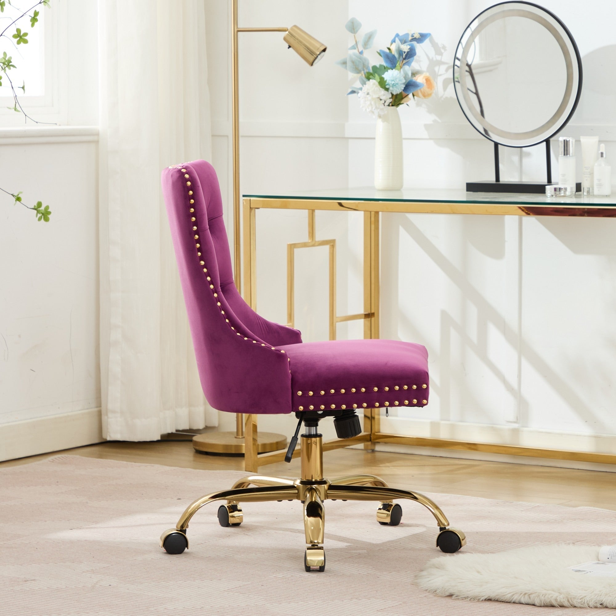 Modern Velvet Upholstered Tufted Button Home Office Chair
