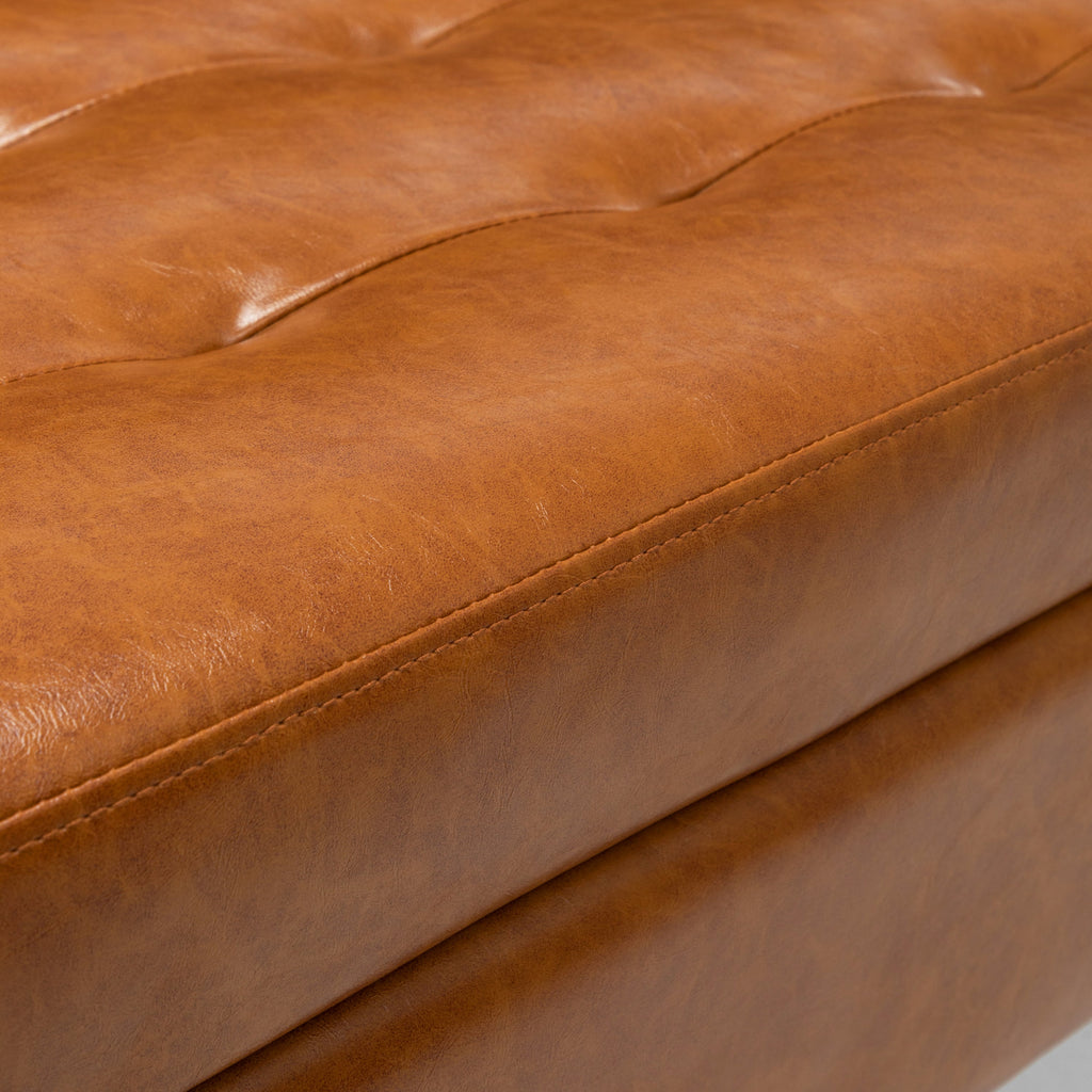 Brown PU Leather Storage Bench