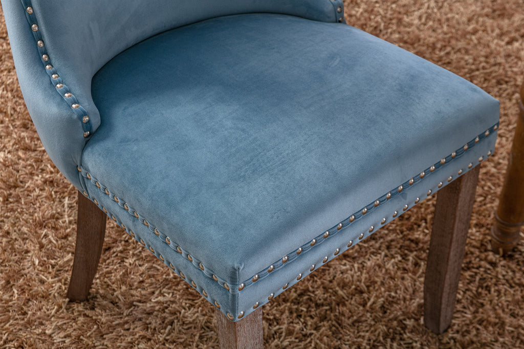 Modern Velvet Upholstered Wing-Back Dining Chairs (Set of 2)