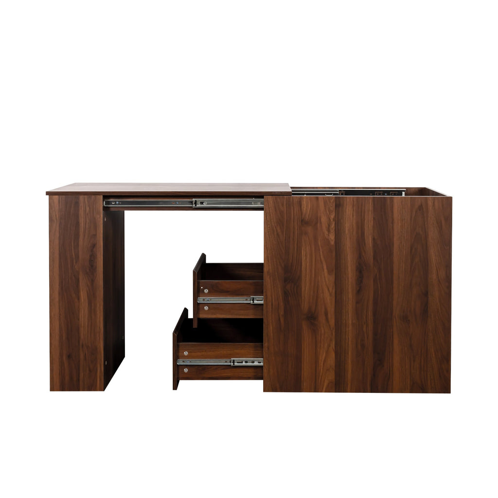 Modern Corner Home Office Desk with Extendable Table