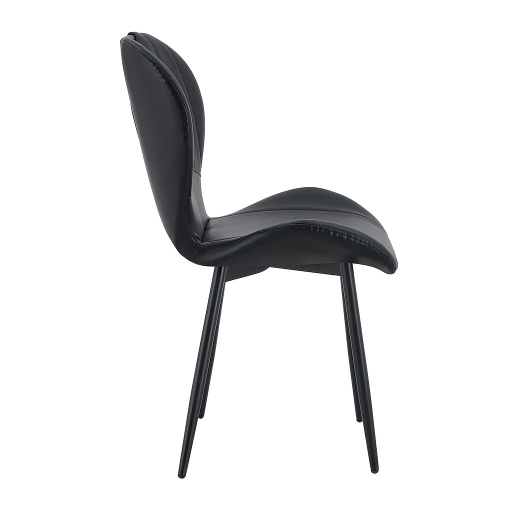 Set of 4 Fabric Dining Chairs Black Metal Frame Wide Cushioned Comfortable