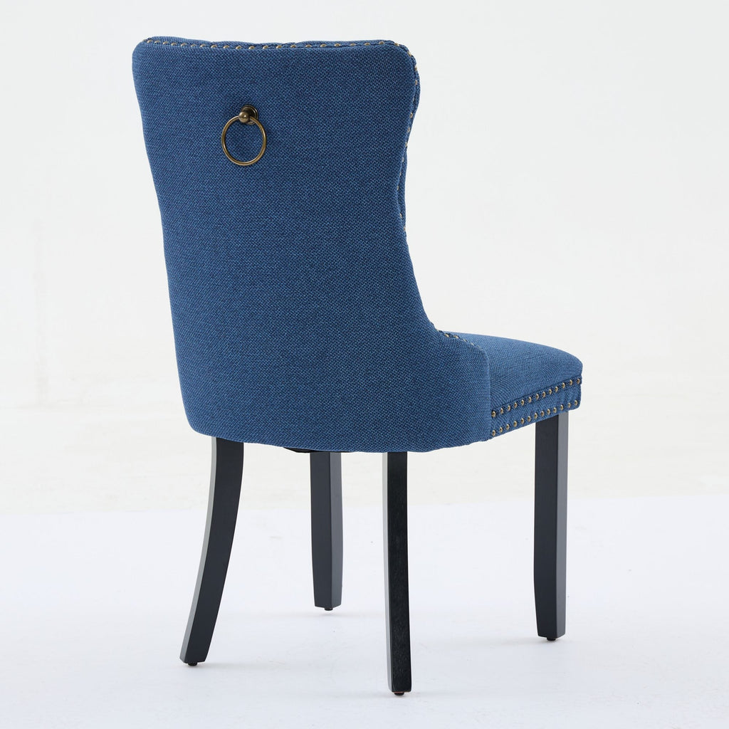 Linen Contemporary Tufted Flax Upholstered Dining Chairs (Set of 2)