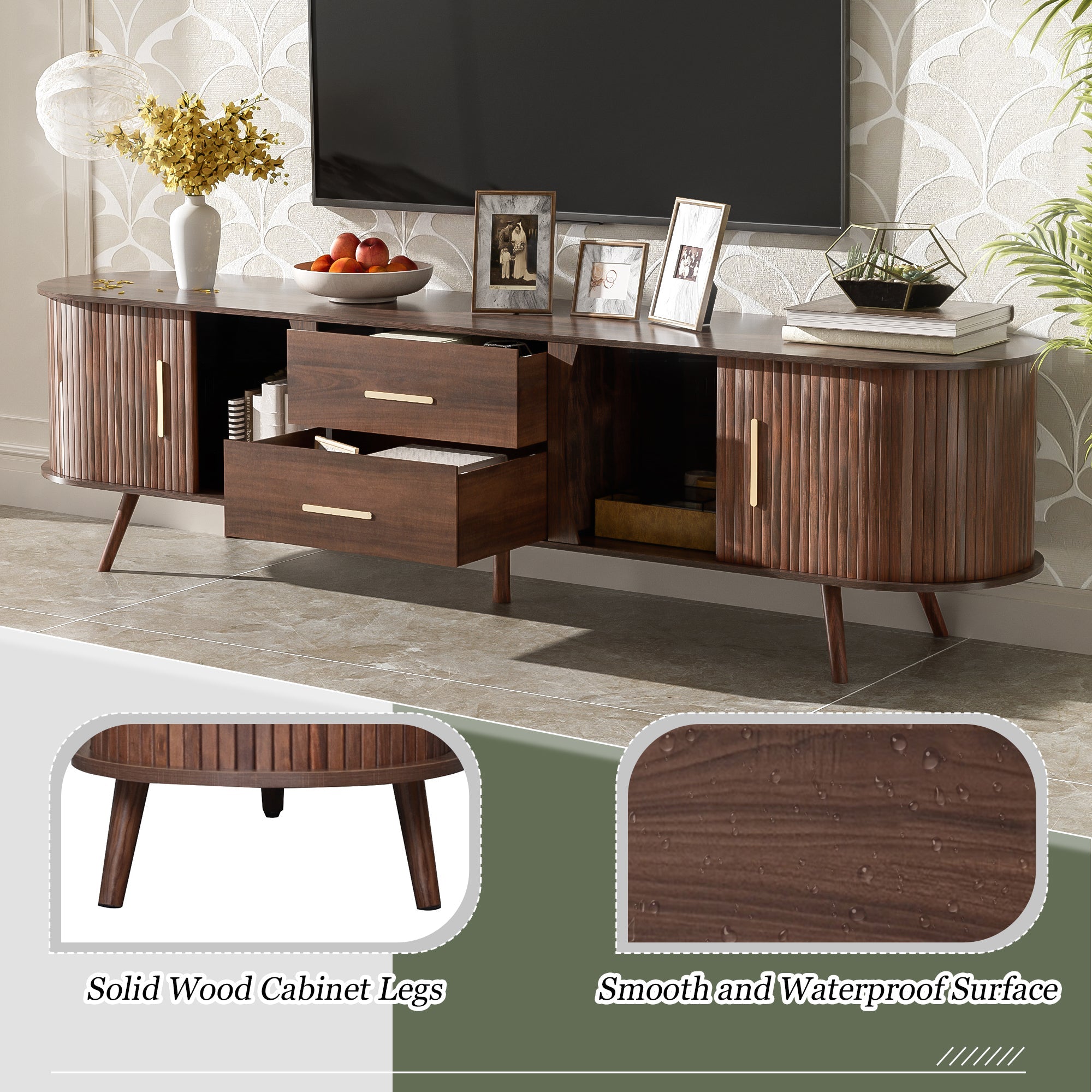 Mid-Century Modern TV Stand for 80' TV