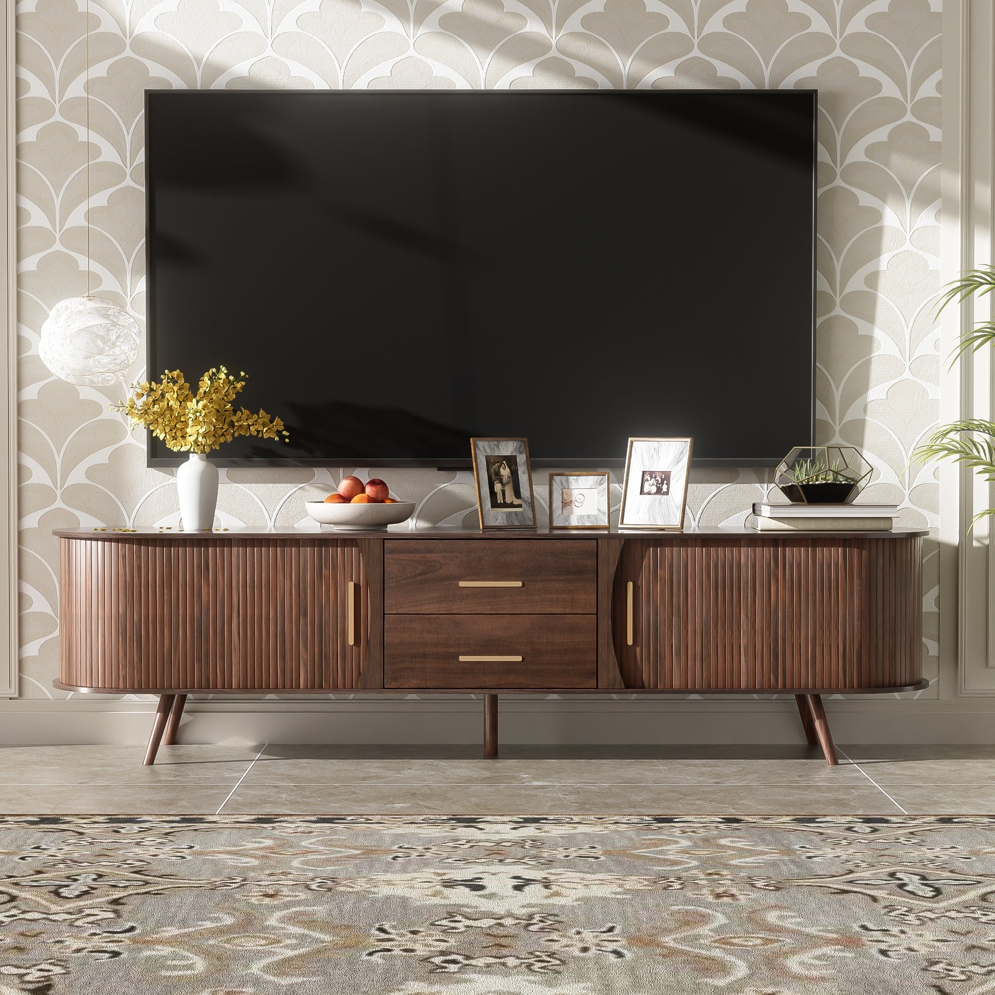 Mid-Century Modern TV Stand for 80' TV