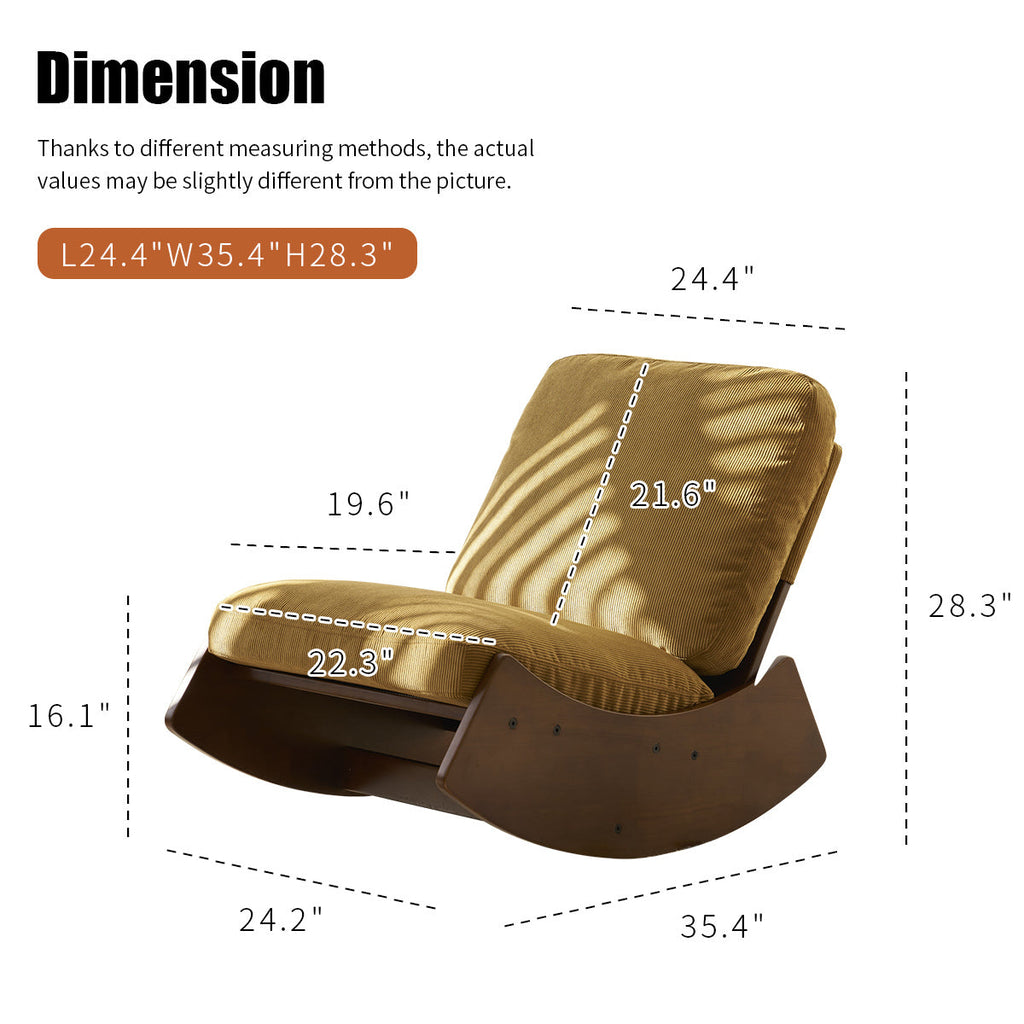 Corduroy Glider Rocking Chair with Solid Wood Frame