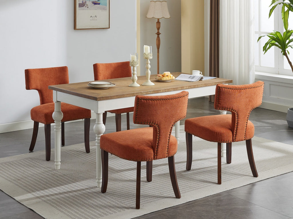 Mid Century Farmhouse Linen Fabric Dining Chairs (Set of 2)