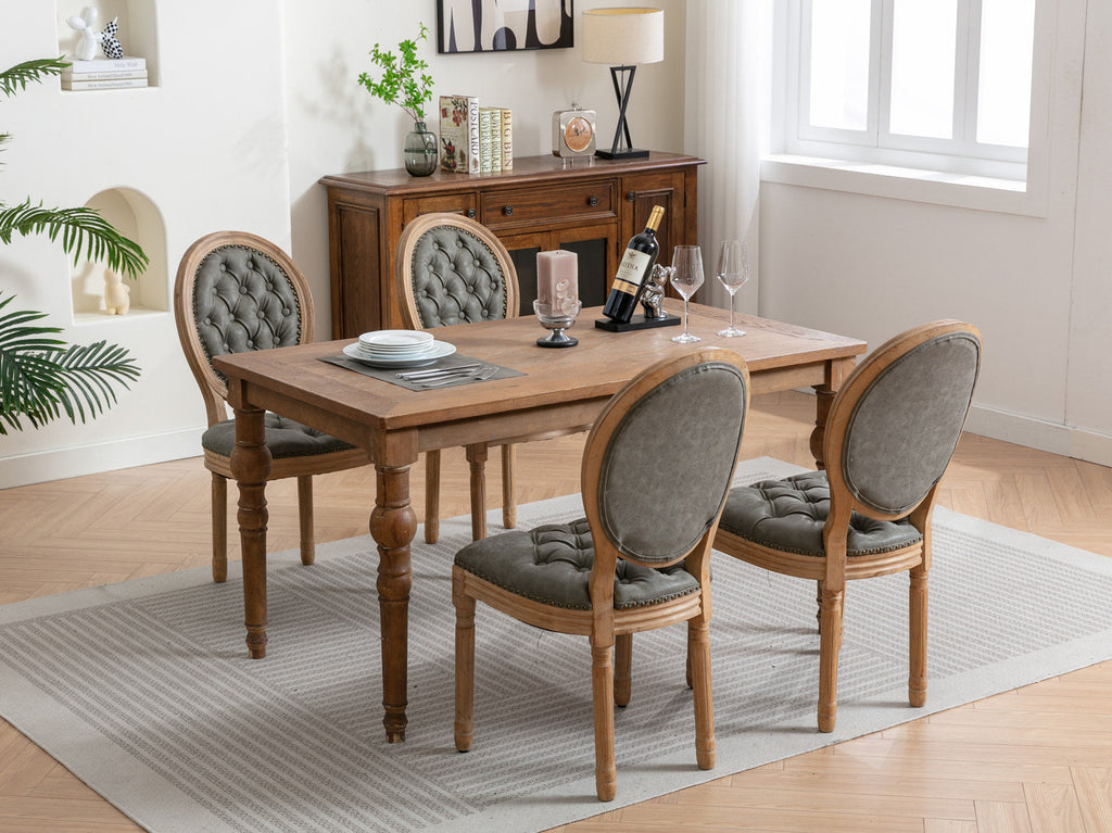 French Style Antique Painting PU Dining Chairs (Set of 2)
