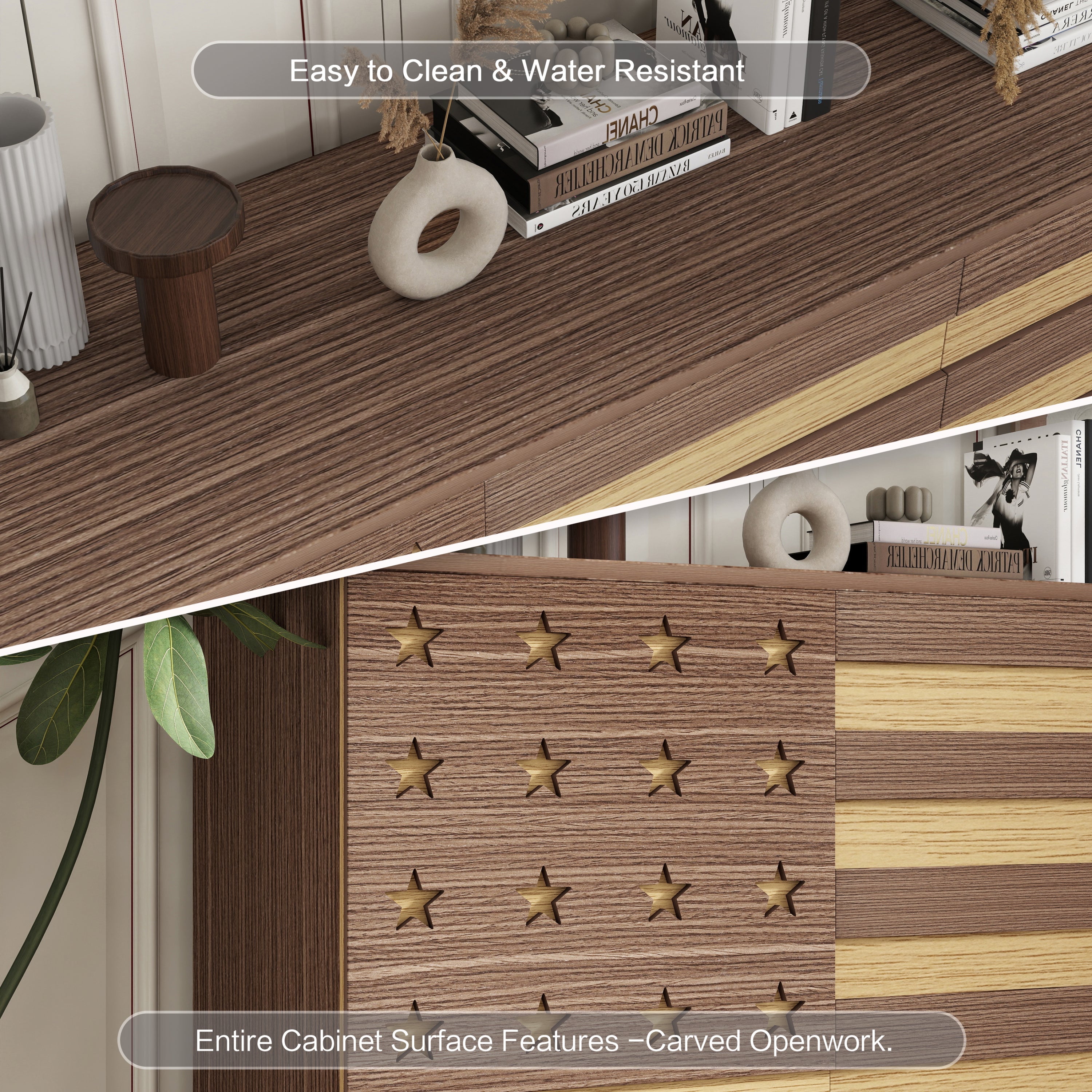 55' Buffet Sideboard Cabinet with Hand Carved Craftsmanship