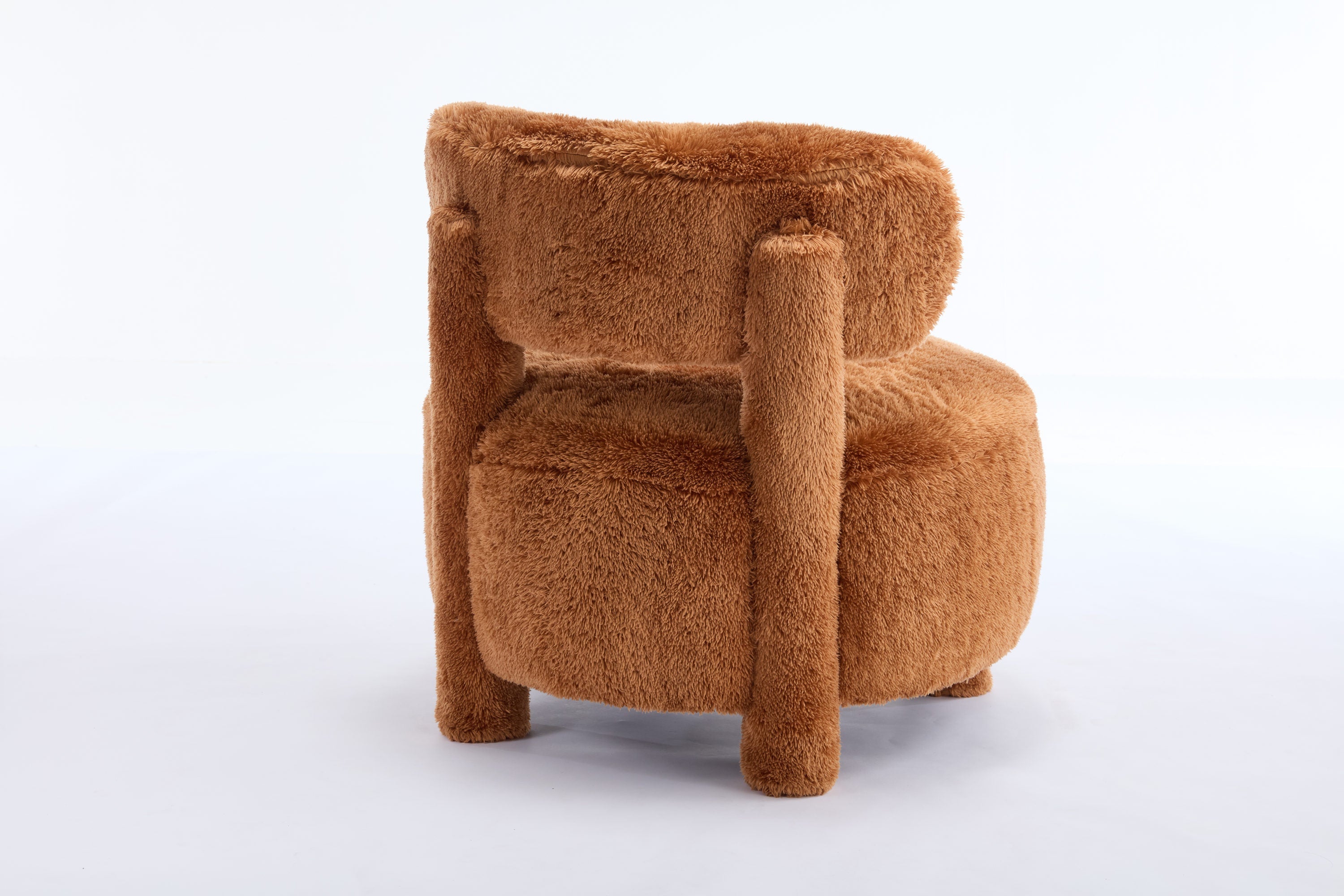 Fur/Teddy Fabric Armless Accent Chair with Curved Backrest