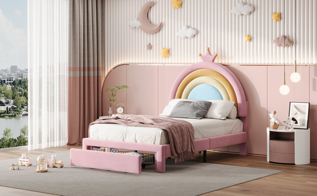 Twin/Full Size Rainbow Princess Platform Bed