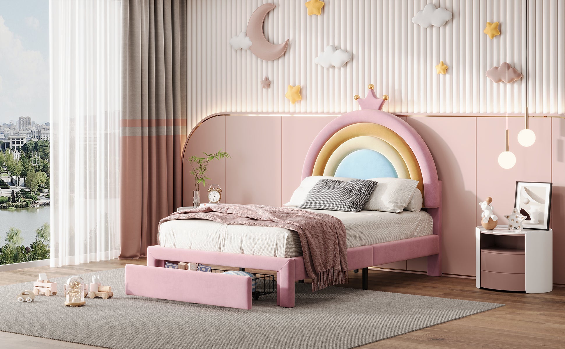 Twin/Full Size Rainbow Princess Platform Bed