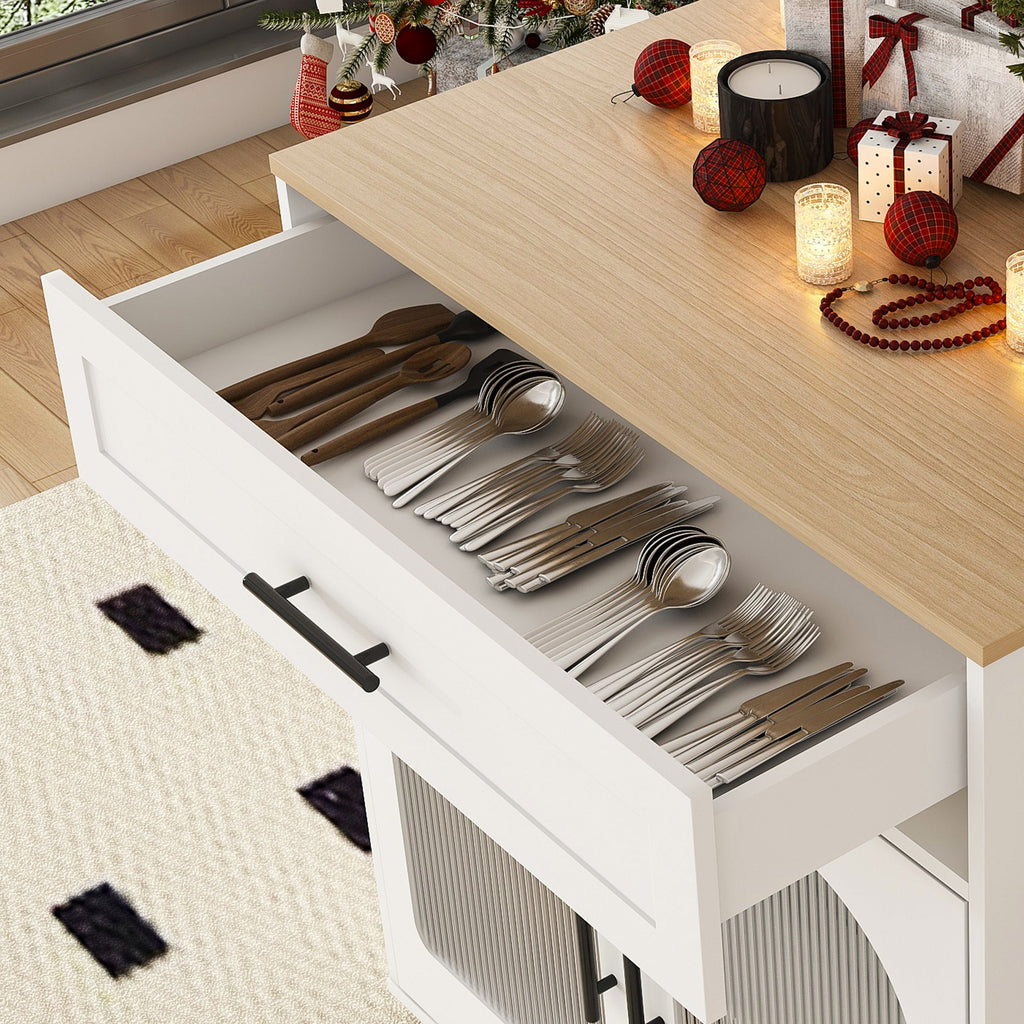 Expandable Kitchen Island with Dining Table