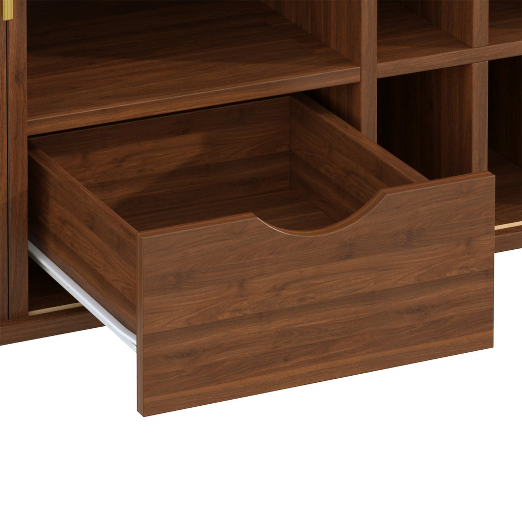 39" Fluted Liquor and Coffee Bar Cabinet with Wine Racks Glass Holders Storage