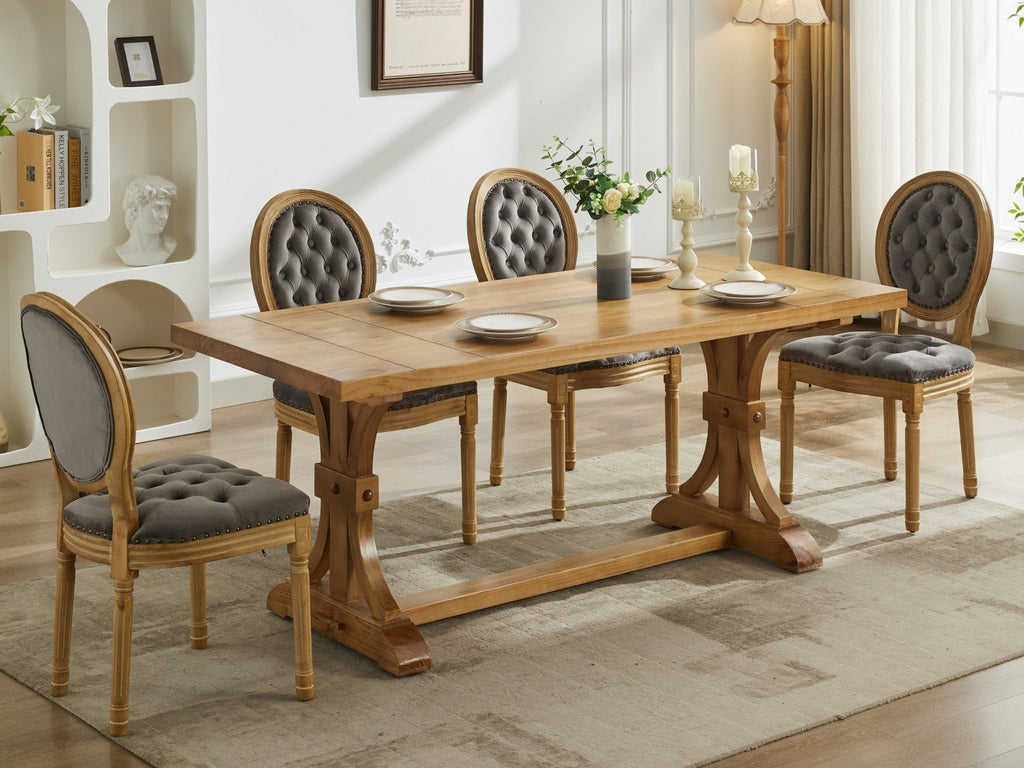French Style Antique Painting PU Dining Chairs (Set of 2)