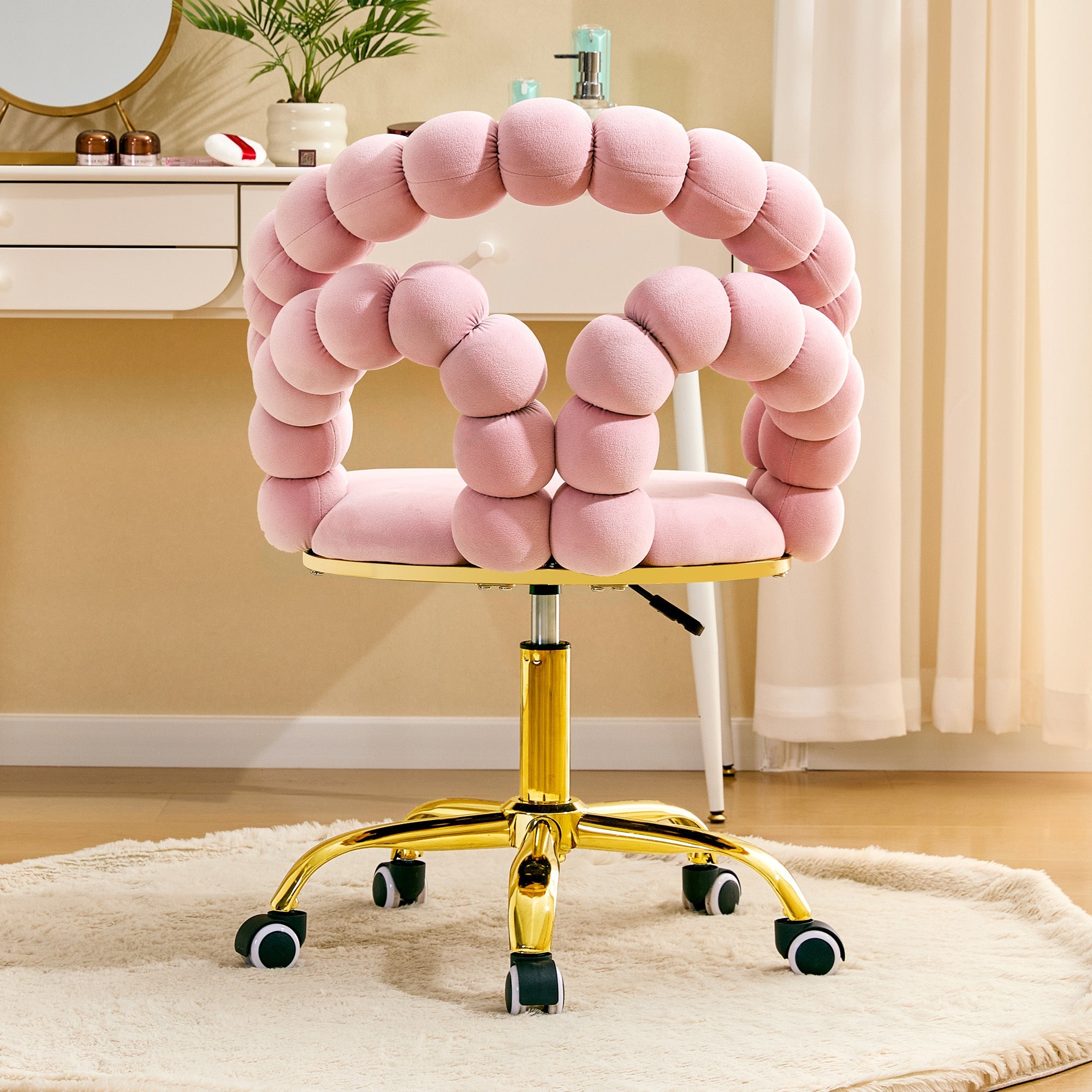 Coloful Modern Velvet Adjustable Swivel Desk Chair with Bubble Back