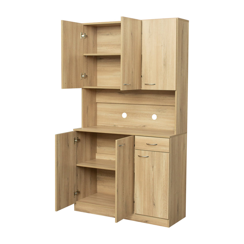 70.87' Tall White Kitchen Cabinet with 6-Doors