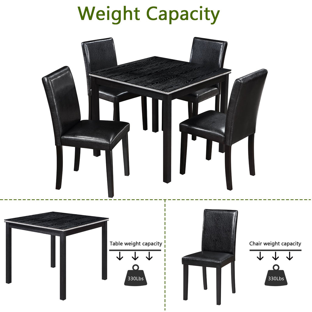 5Pcs Wooden Dining Table Set