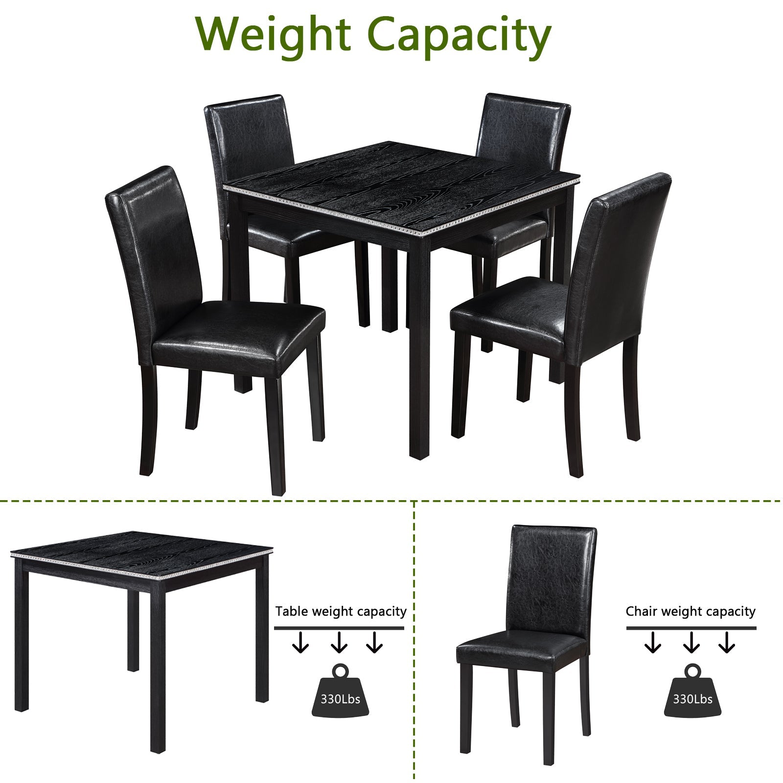 5Pcs Wooden Dining Table Set