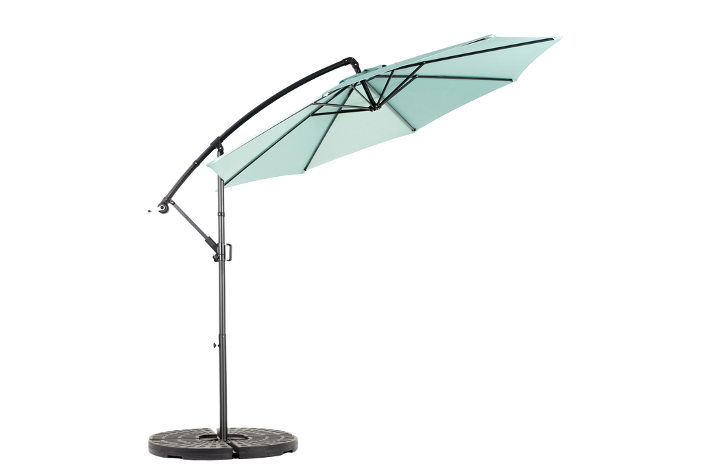 10ft Offset Patio Umbrella w/Tilt & Polyester Shade & 8 Ribs – No Base