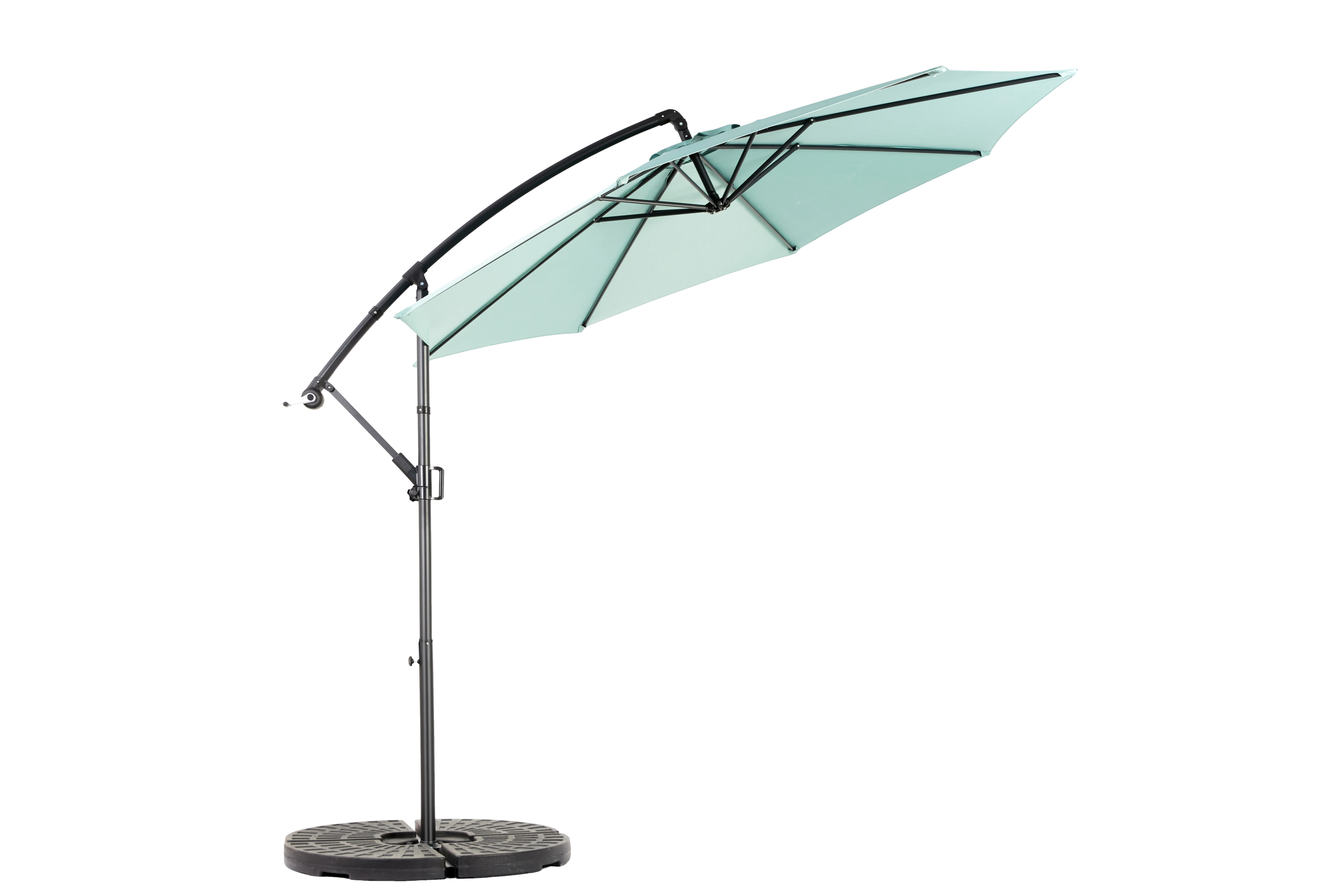 10ft Offset Patio Umbrella w/Tilt & Polyester Shade & 8 Ribs – No Base