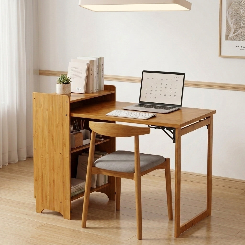 Mid Century Home Office Foldable Table for Small Space