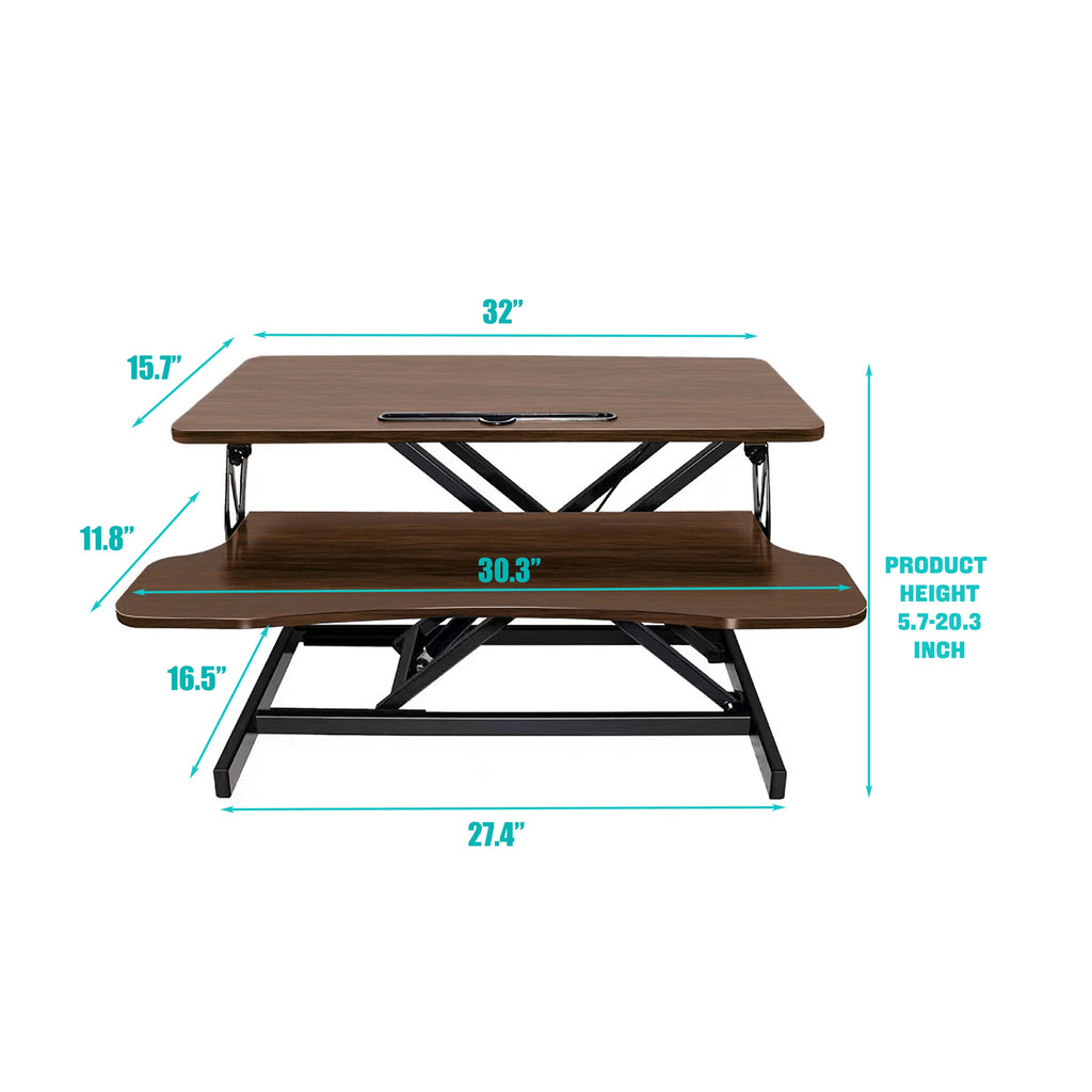 32 Inch Desk Converter Height Adjustable Sit to Stand Rise