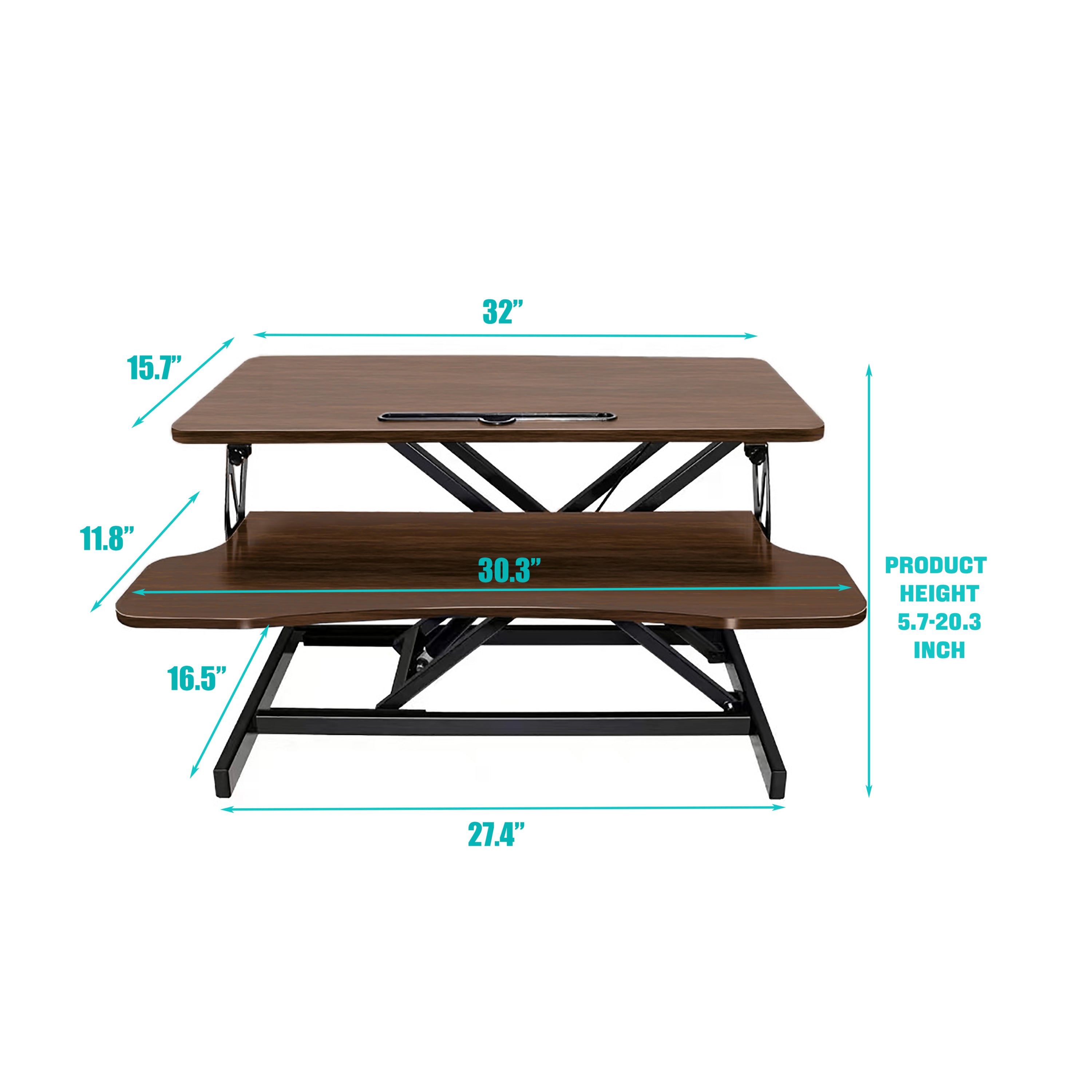 32 Inch Desk Converter Height Adjustable Sit to Stand Rise