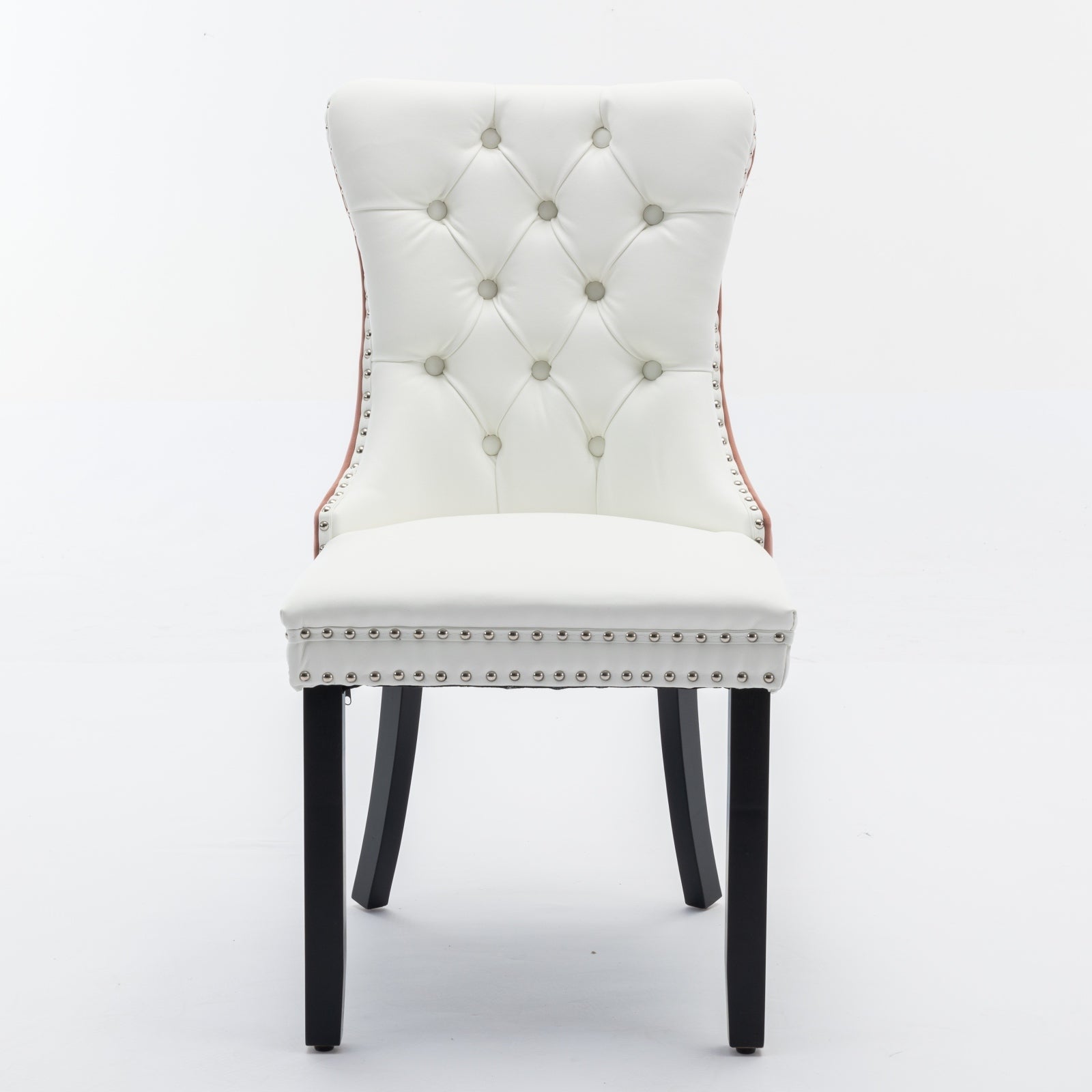 Tufted Solid Wood PU Upholstered Dining Chair with Wood Legs (Set of 2)