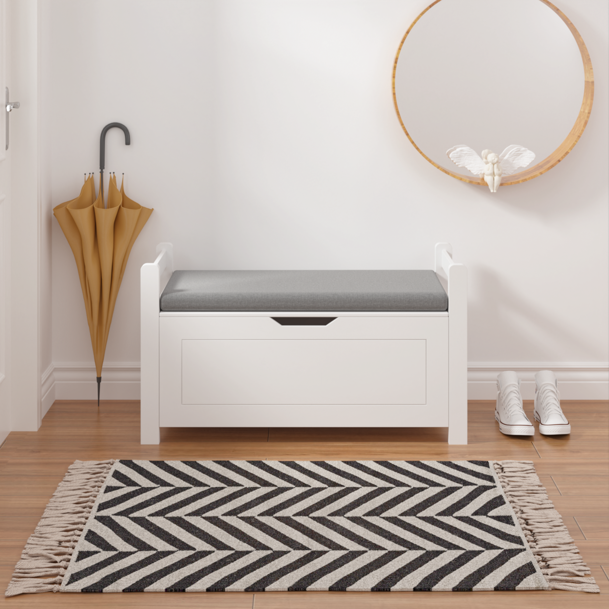 Kids Toy Box Chest Large Storage Cabinet with Cushion Seat