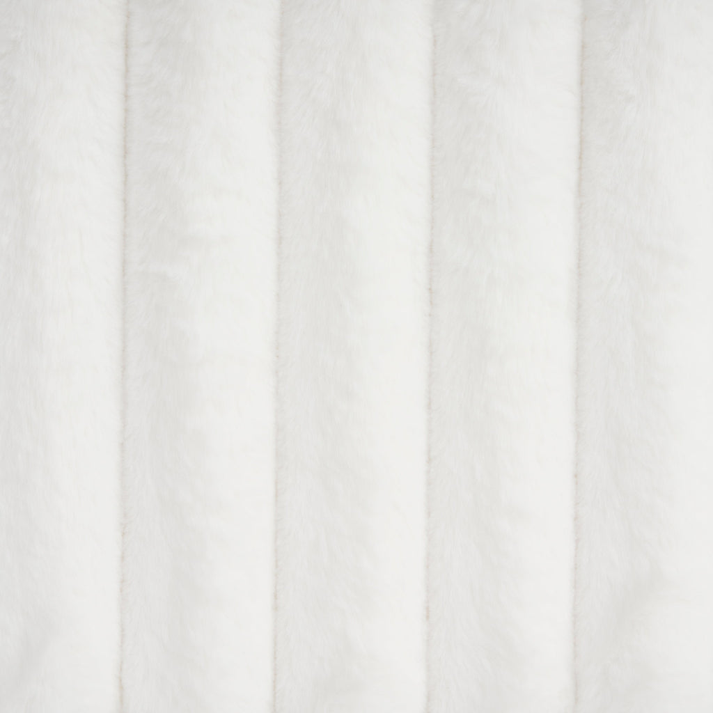 Sleek White Boucle Upholstered Bed with Wavy Headboard