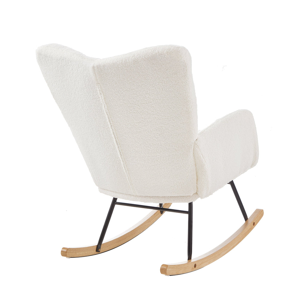 Tufted Upholstered Teddy Fabric Glider Rocking Chair