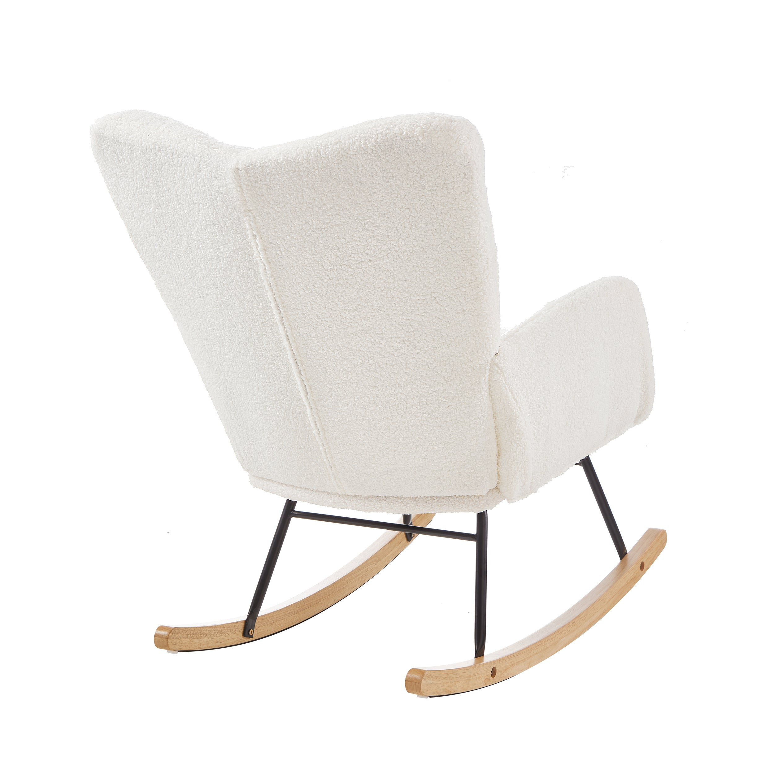 Tufted Upholstered Teddy Fabric Glider Rocking Chair