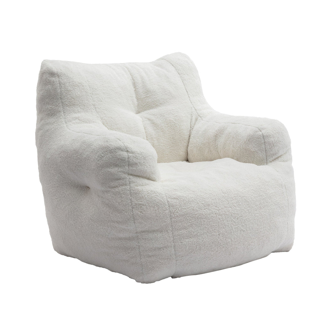 Teddy Fabric Tufted Foam Bean Bag Chair with Memory Sponge