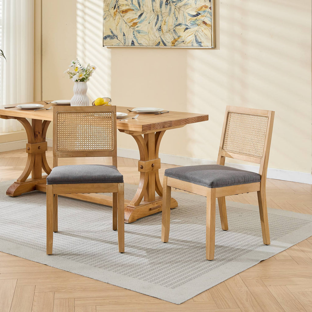 Farmhouse Rattan Dining Chairs (Set of 2)