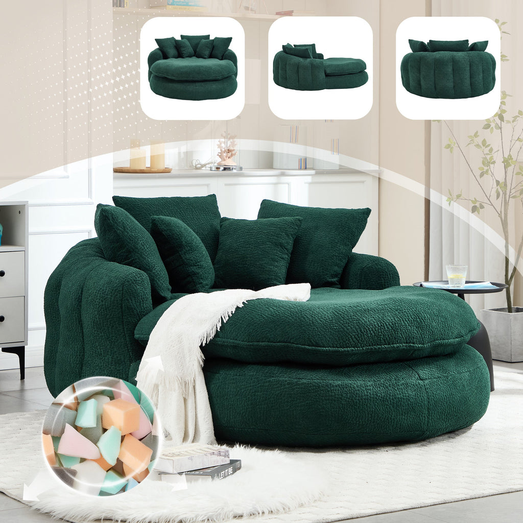 Oversized Oval Upholstered Bean Bag Sofa