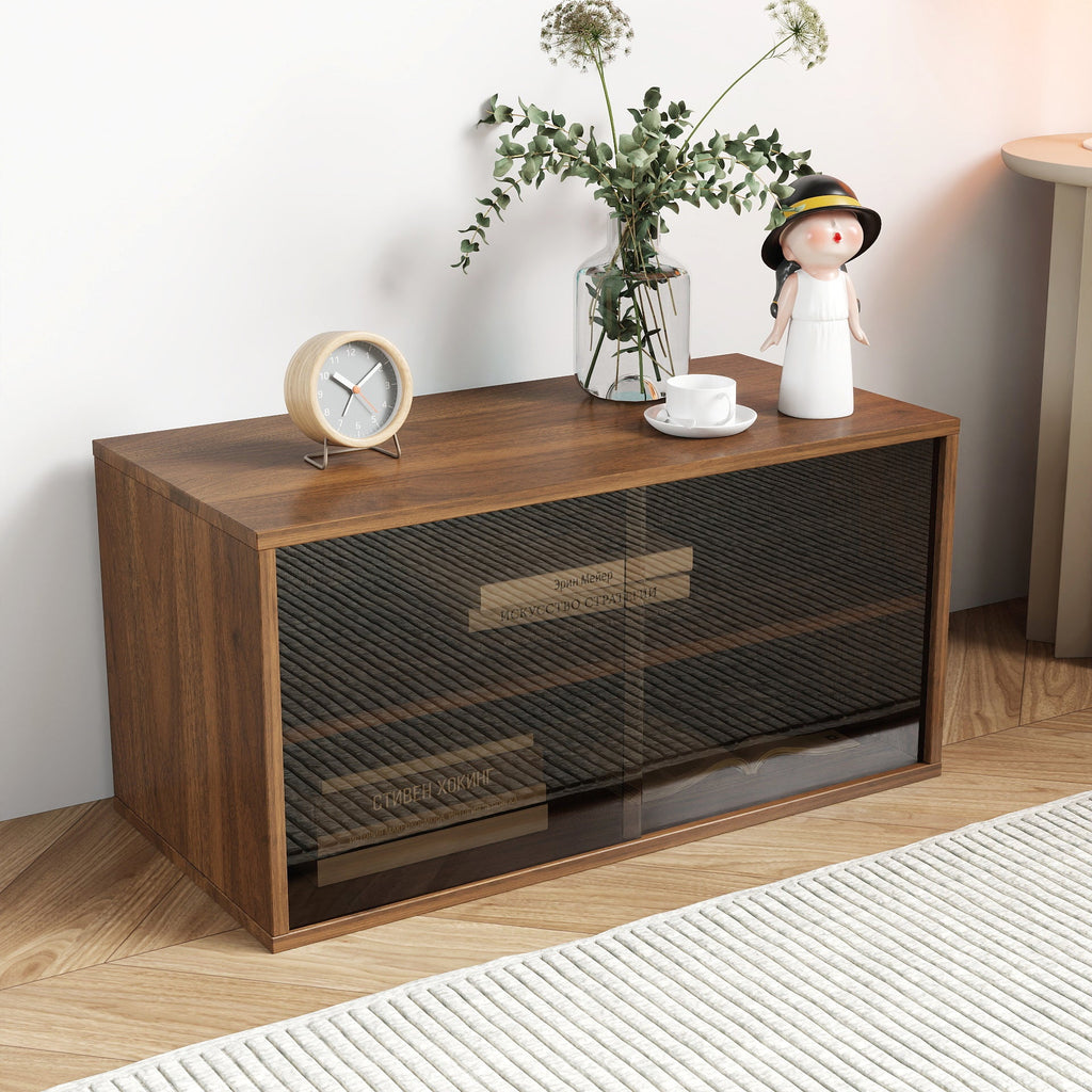 Walnut Stackable Mounted Storage Cabinet+ Glass Option