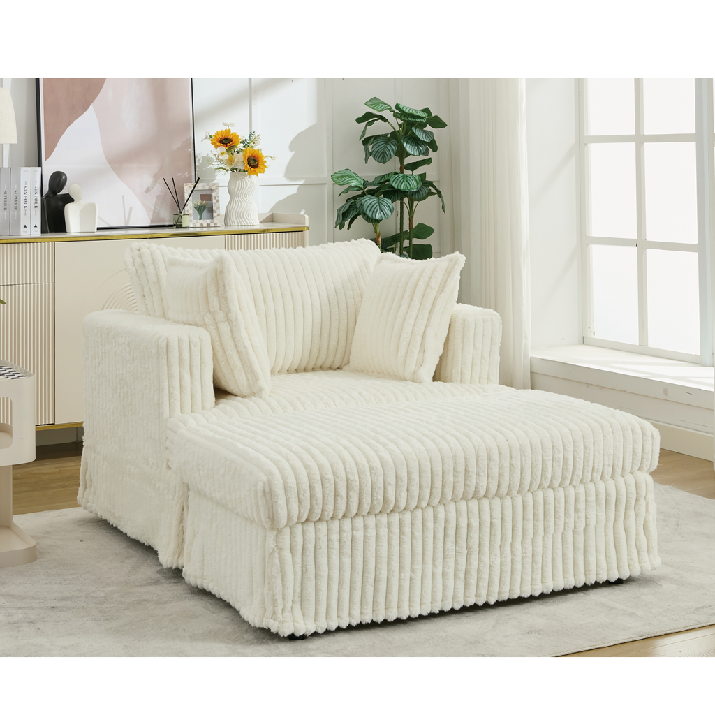 47.7'' Oversized Corduroy Chaise Longue with Ottoman