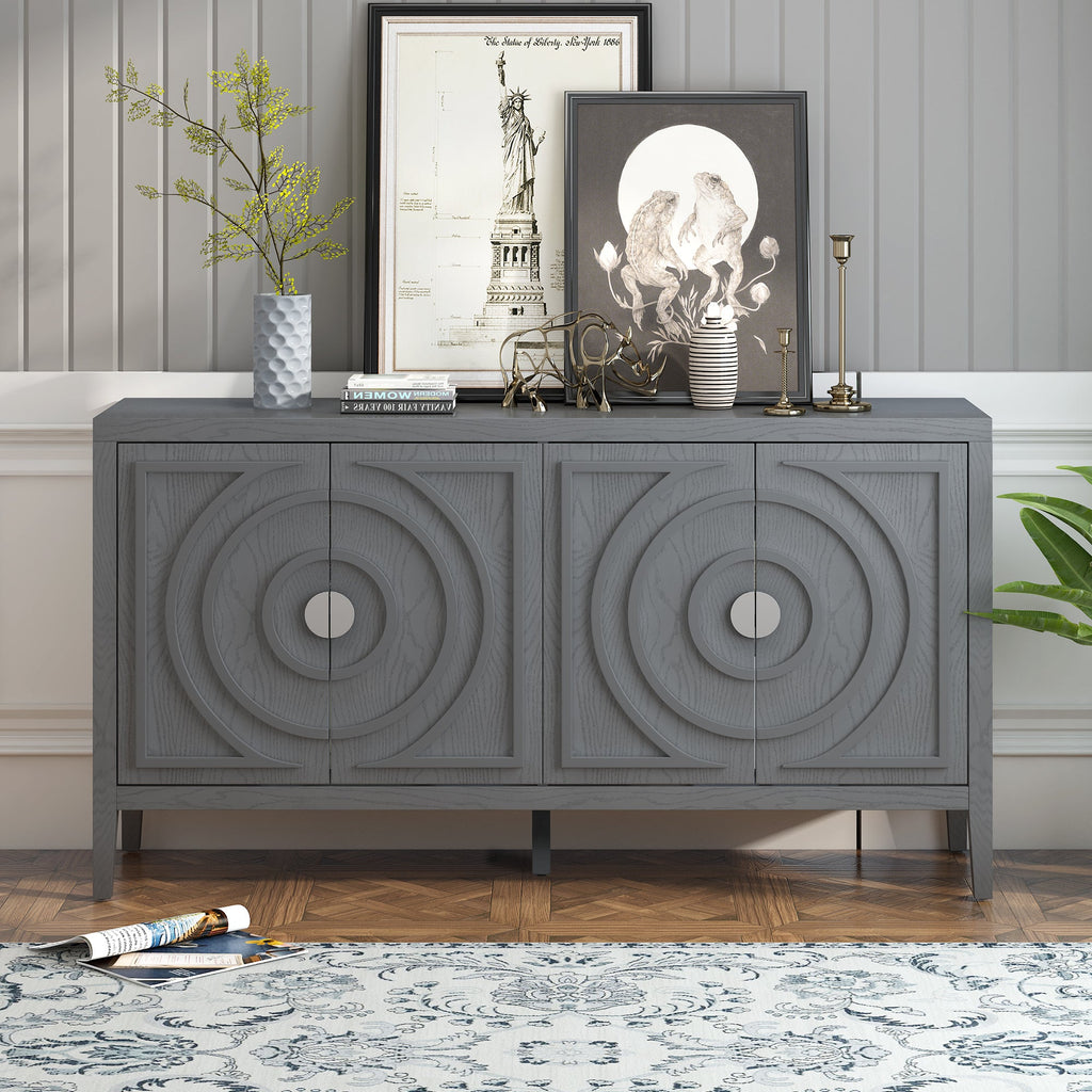 60" Circular Groove Design Sideboard Door for Living Room