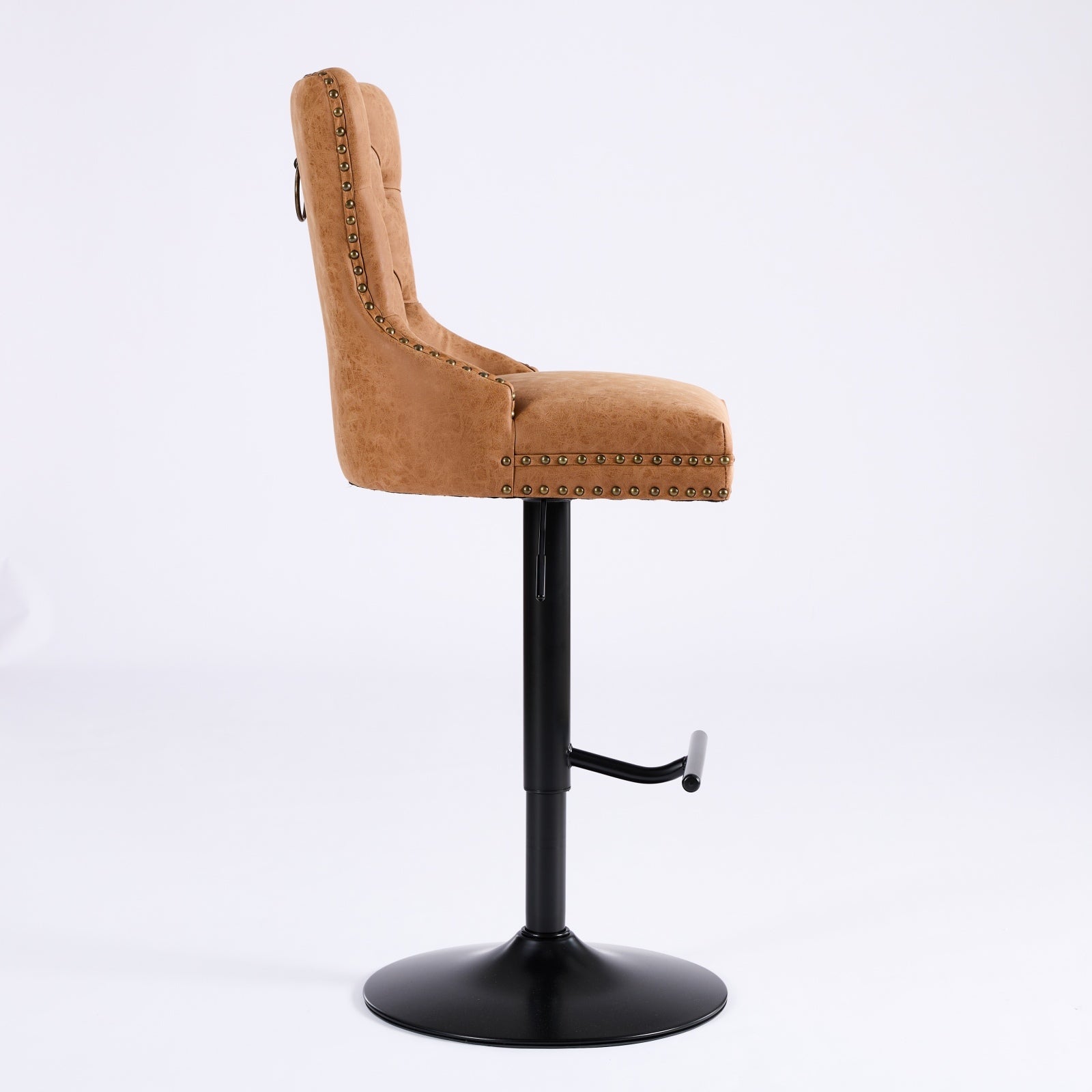 Aged and Retro PU Swivel Barstools Adjusatble Seat Height (Set of 2)