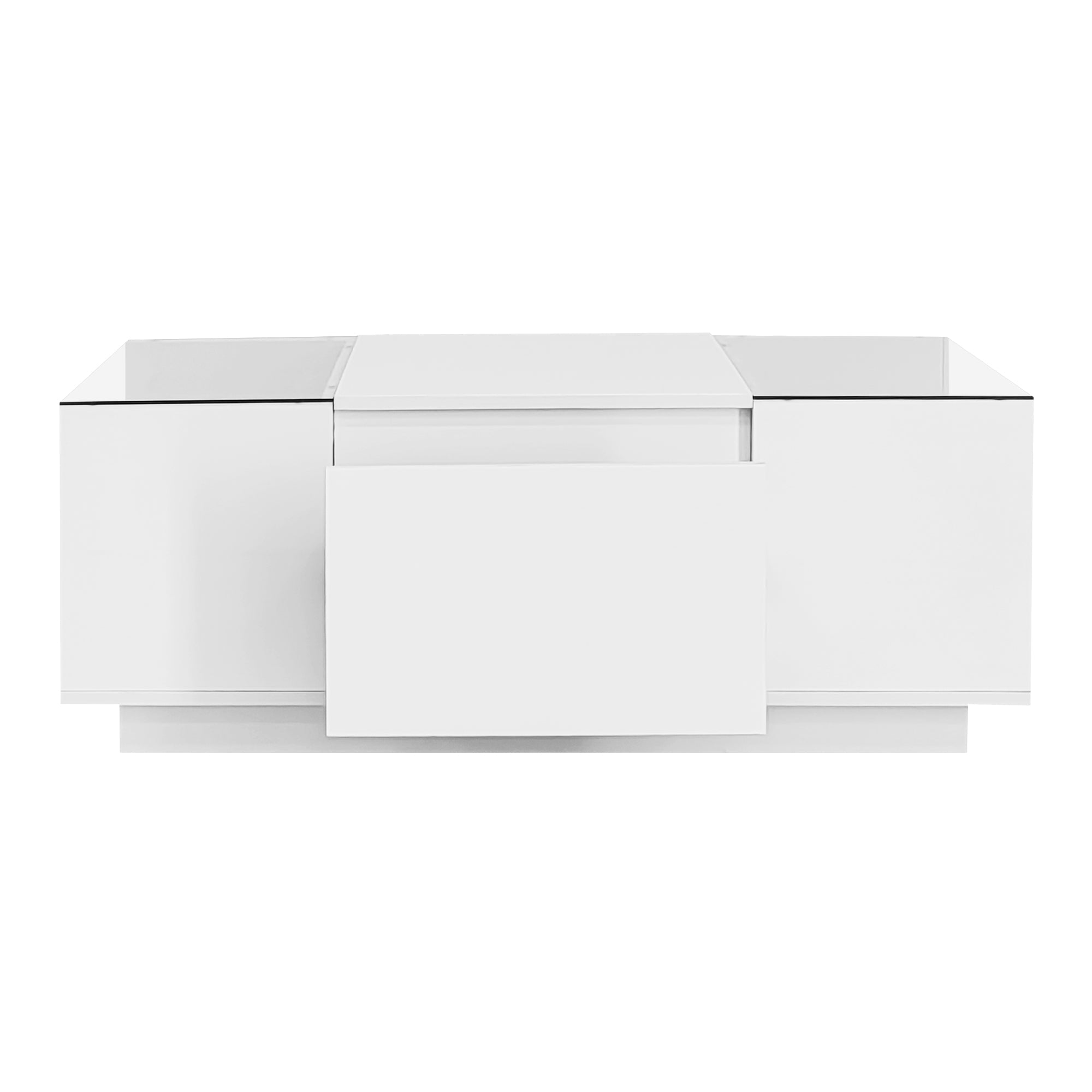 Modern LED Coffee Table with High-Gloss Finish and Glass Tabletop